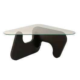 Hanah Home Mesa de Centro Freya Antracita Cristal Templado y Madera Maciza 94x72x38cm